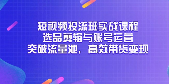 （14868期）短视频投流班实战课程，选品剪辑与账号运营，突破流量池，高效带货变现-点格网络