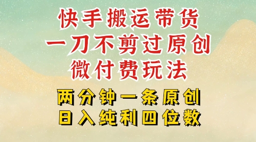 快手黑科技搬运带货，一刀不剪过原创，微付费投流玩法，轻松日入四位数，深层揭秘玩法-点格网络