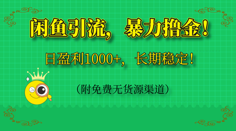 （14647期）闲鱼引流，暴力撸金，日盈利1000+，长期稳定！（附免费无货源渠道）-点格网络