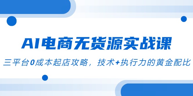 （14982期）AI电商无货源实战课，三平台0成本起店攻略，技术+执行力的黄金配比-点格网络