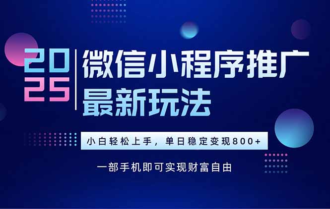（15603期）25年下半年微信小程序推广最新玩法，轻松日入800+-点格网络
