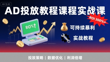 AD投放教程课程实战课，实现广告ROI300%+可持续暴利-点格网络