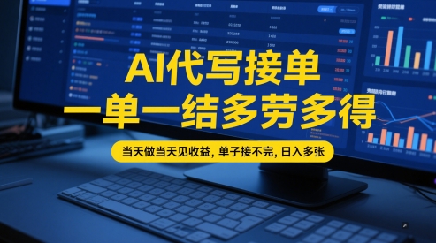 AI代写接单，一单一结多劳多得，当天做当天见收益，单子接不完，日入多张【全网最全实操课程】-点格网络