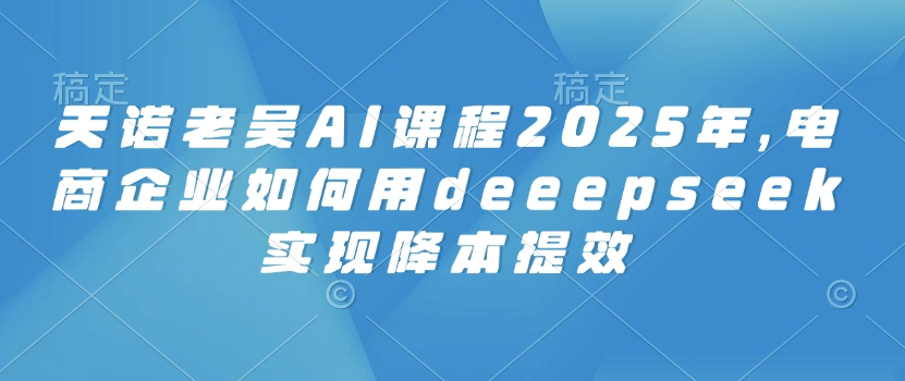天诺老吴AI课程2025年，电商企业如何用deeepseek实现降本提效-点格网络