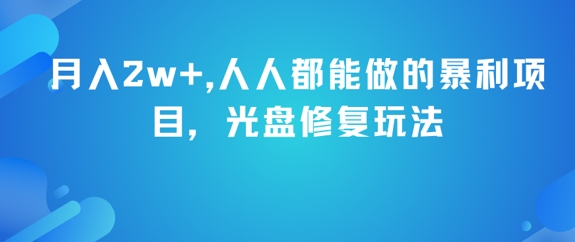 月入2w+，人人都能做的暴利项目，光盘修复玩法-点格网络