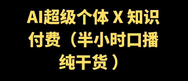 AI超级个体 + 知识付费(半小时口播纯干货 )-点格网络