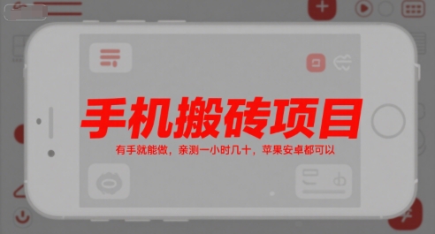 手机搬砖项目，有手就能做，亲测一小时几十，苹果安卓都可以-点格网络