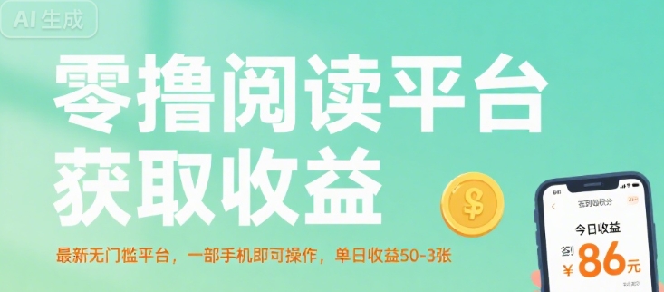 零撸阅读平台获取收益，最新无门槛平台，一部手机即可操作，单日收益50-3张【揭秘】-点格网络