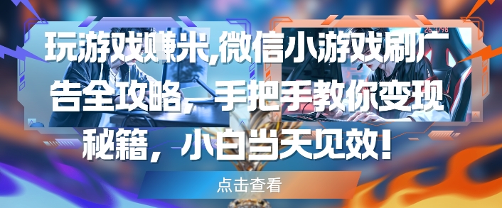 玩游戏挣米，微信小游戏刷广告全攻略，手把手教你变现秘籍，小白当天见效-点格网络