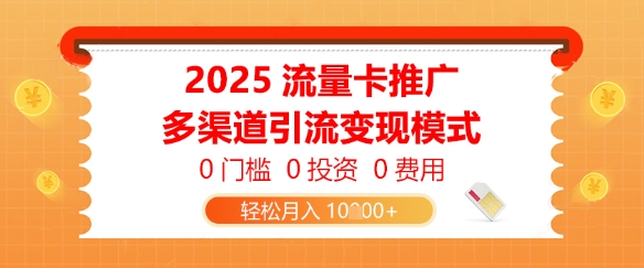 2025流量卡推广，0门槛0投资0费用，多渠道引流变现模式，轻松月入1w-点格网络