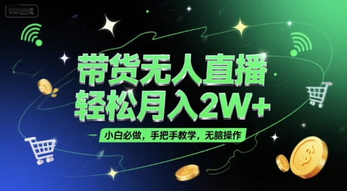 带货无人直播，轻松月入2W+，小白必做，手把手教学，无脑操作(附学习资料)-点格网络