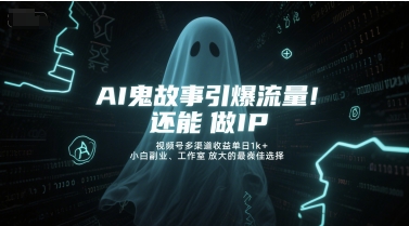 AI鬼故事引爆流量，还能做IP，视频号多渠道收益单日1k+，小白副业、工作室放大的最佳选择-点格网络