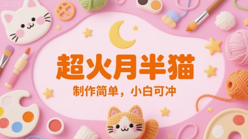 超火月半猫，制作简单，小白可冲-点格网络