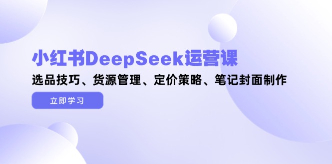 （14748期）小红书DeepSeek运营课，选品技巧、货源管理、定价策略、笔记封面制作-点格网络