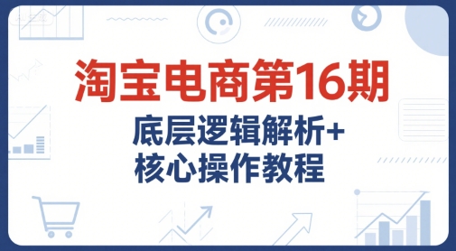 淘宝电商第16期，底层逻辑解析+核心操作教程，运营、推广提升能力的必学课程+配套资料-点格网络