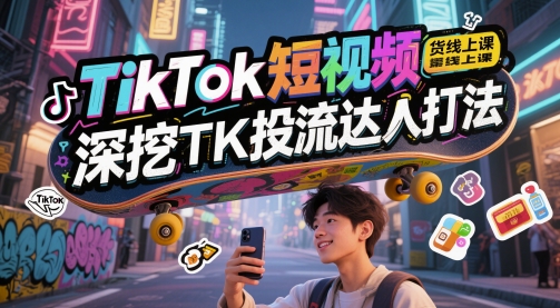 TikTok短视频带货线上课，深挖TK投流达人打法-点格网络