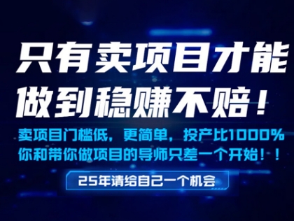 只有卖项目才能做到稳挣不赔，门槛低，更简单，你也可以年入百个W【揭秘】-点格网络