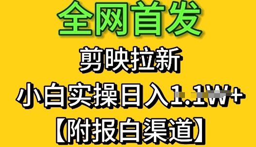 全网首发：剪映拉新，小白实操单日收益1k+【附报白渠道】-点格网络