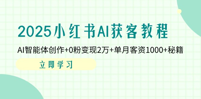 （14301期）2025小红书AI获客教程：AI智能体创作+0粉变现2万+单月客资1000+秘籍-点格网络