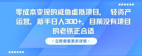 零成本变现的咸鱼虚拟项目， 轻资产运营，新手日入3张+，目前没有项目的老铁正合适-点格网络