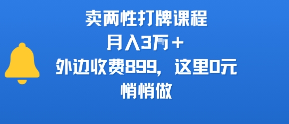 卖两性打牌课程，月入3W+外边收费899的课程，这里0元，悄悄做-点格网络