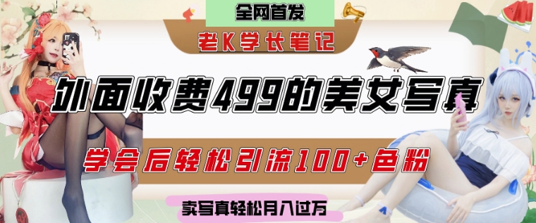 外面收费499的美女写真制作技术，学会后轻松引流S粉变现，日引100+S粉，轻松月入过W-点格网络