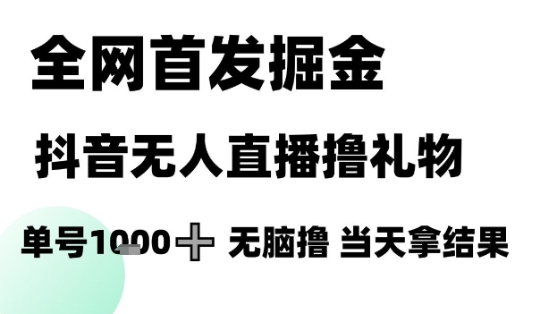 全网首发掘金抖音无人直播撸礼物，单号1k +无脑撸，当天拿结果【揭秘】-点格网络