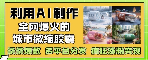 利用AI制作全网爆火的城市微缩胶囊，条条爆款， 多平台分发，疯狂涨粉变现-点格网络