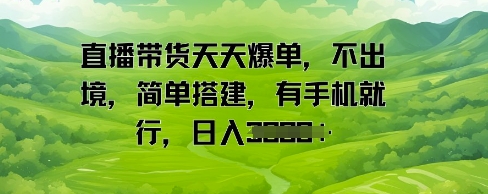 直播带货天天爆单，不出境，简单搭建，有手机就行，日入多张-点格网络