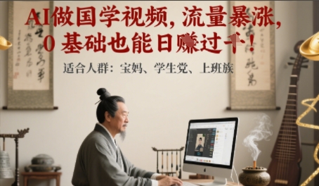 AI做国学视频，流量暴涨 ，0 基础也能日入多张-点格网络