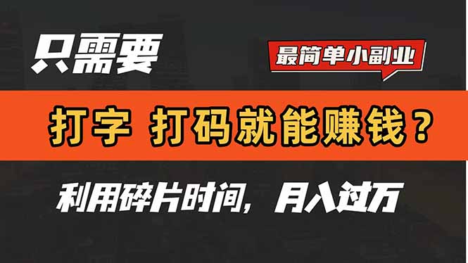 （14672期）只需要打字，打码，就能赚钱？简单的赚钱小副业，利用碎片时间，月入过万-点格网络