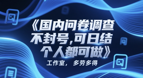 国内问卷调查，不封号，可日结，多劳多得，工作室，个人都可做-点格网络