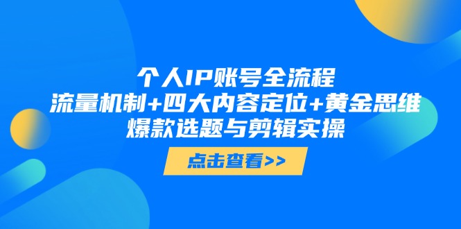 （14667期）个人IP账号全流程：流量机制+四大内容定位+黄金思维, 爆款选题与剪辑实操-点格网络
