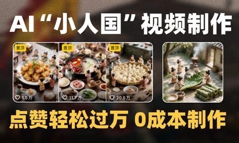 爆款1000W+播放微缩景观迷你小人国AI视频0成本制作全流程教学-点格网络