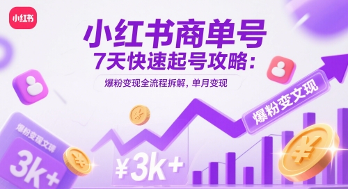 小红书商单号7天快速起号攻略：爆粉变现全流程拆解，单月变现3k+-点格网络