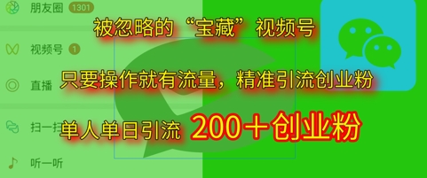 被忽略的“宝藏”视频号引流精准创业粉单人单日引流200+精准粉-点格网络