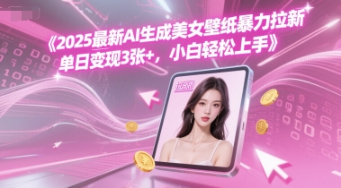 2025最新AI生成美女壁纸暴力拉新, 单日变现3张+，小白轻松上手-点格网络