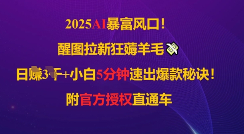 2025AI风口，醒图拉新狂薅羊毛，日入几张，小白5分钟速出爆款秘诀!附官方授权直通车-点格网络