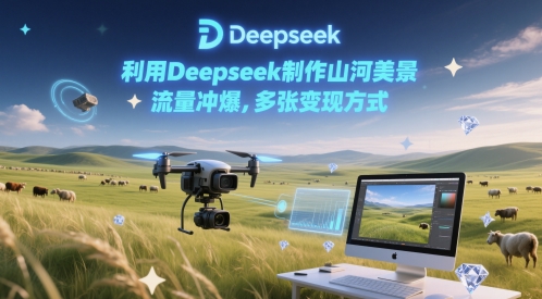 利用Deepseek制作山河美景，流量冲爆，多张变现方式-点格网络