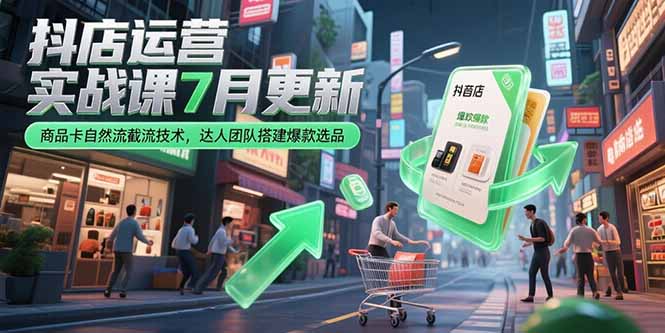（15329期）抖店运营实战课7月更新，商品卡自然流截流技术，达人团队搭建爆款选品-点格网络