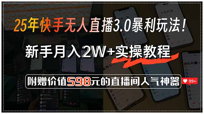 （15335期）25年快手无人直播3.0暴利玩法！，新手月入2W+实操教程，附赠价值598元…-点格网络