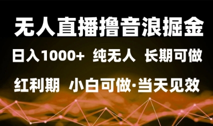 无人直播撸音浪掘金，日入1k+，纯无人红利期，小白可做，当天见效【揭秘】-点格网络