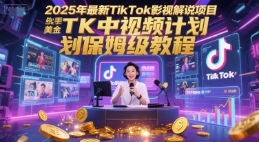 2025年最新TikTok影视解说项目，新手也能挣美金，TK中视频计划保姆级教程-点格网络