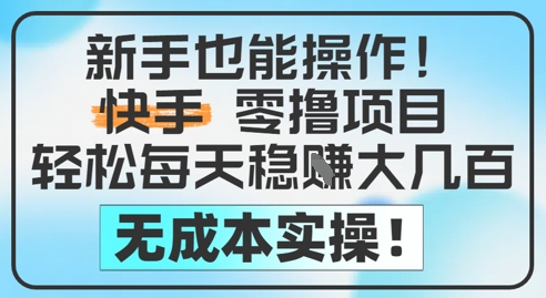新手也能操作，快手零撸挣米，轻松每天挣2-5张，完全无成本-点格网络