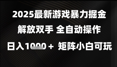 2025最新游戏暴力掘金解放双手，全自动操作，日入1k+矩阵，小白可玩【揭秘】-点格网络
