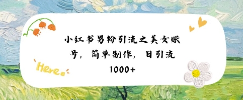 小红书男粉引流项目之美女账号6，简单制作，条条爆款原创，不违规-点格网络